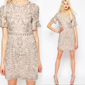 Beaded A-Line Needle & Thread Blush Dress